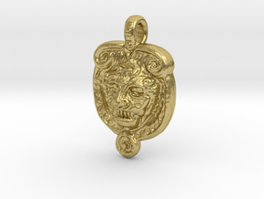 Lion inki pendant in Natural Brass: Medium