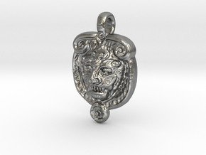 Lion inki pendant in Natural Silver: Medium
