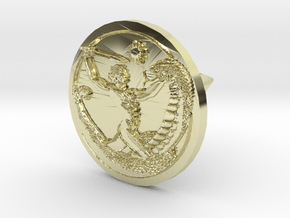 Apollo Slaying Python lapel pin in 14k Gold Plated Brass