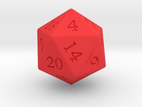 Enormous D20 in Red Smooth Versatile Plastic
