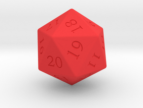 Enormous D20 (spindown) in Red Smooth Versatile Plastic