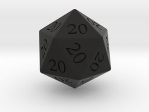 Enormous All Twenties D20 in Black Smooth Versatile Plastic