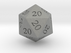 Enormous All Twenties D20 in Gray PA12 Glass Beads