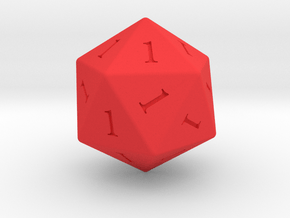 Enormous All Ones D20 in Red Smooth Versatile Plastic