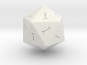 Enormous All Ones D20 in White Natural TPE (SLS)