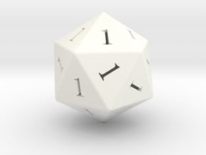 Enormous All Ones D20 (hollow) in White Smooth Versatile Plastic