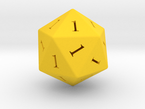 Enormous All Ones D20 (hollow) in Yellow Smooth Versatile Plastic