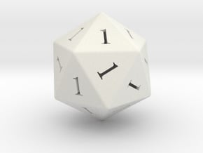 Enormous All Ones D20 (hollow) in White Natural Versatile Plastic