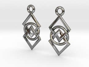 Squares and circle interlaced in Polished Silver