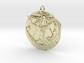Apollo Slaying Python pendant (original) in 14k Gold Plated Brass