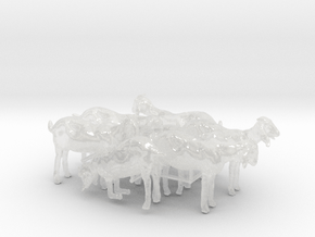 1/56 scale Nubian goats - set of 7 in Clear Ultra Fine Detail Plastic