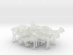1/50 scale Nubian goats - set of 7 in Clear Ultra Fine Detail Plastic