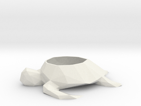Low Poly Turtle Planter in White Natural Versatile Plastic