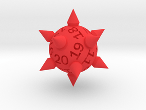 Morningstar D20 (spindown) in Red Smooth Versatile Plastic: Small