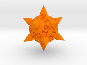 Morningstar D20 (spindown) in Orange Smooth Versatile Plastic: Small
