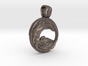 Water pendant  in Polished Bronzed-Silver Steel: Medium