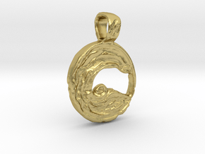Water pendant  in Natural Brass: Medium