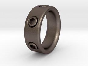 Socket Head Ring Size 10 in Polished Bronzed Silver Steel