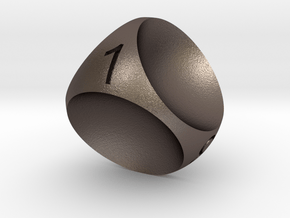 D4 Concave Dice in Polished Bronzed Silver Steel