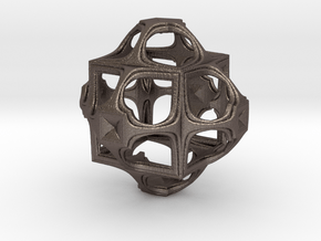 Fractal Cube GD8 in Polished Bronzed Silver Steel