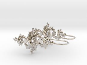 Dragon Earrings 4cm with integrated hooks in Platinum