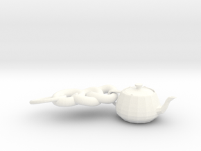 3ds Max Tea Pot Key Ring in White Processed Versatile Plastic