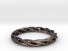 Möbius strip Ring-01#8 in Polished Bronzed Silver Steel