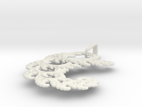 4.5cm Fractal lace, intricate spirals pendant  in White Natural Versatile Plastic