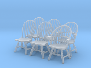 1:43 Windsor Chair Set in Smooth Fine Detail Plastic