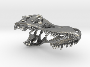 Tyrannosaurus Skull Keychain  in Natural Silver