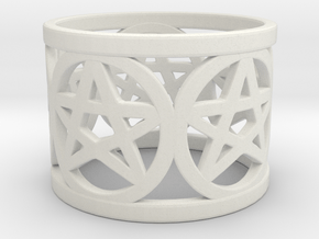 Ring of 5 Pentagrams in White Natural Versatile Plastic