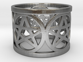 Ring of 5 Pentagrams in Natural Silver