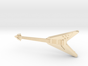 Flying V Guitar Pendant in 14K Yellow Gold