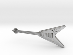 Flying V Guitar Pendant in Natural Silver
