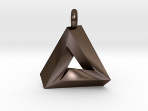 Penrose Triangle - Pendant (3cm | 3.5mm O-Ring) in Polished Bronze Steel
