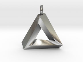 Penrose Triangle - Pendant (3.5cm | 3.5mm O-Ring) in Natural Silver