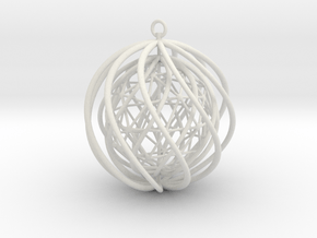 Suspended Icosahedron Ornament in White Natural Versatile Plastic