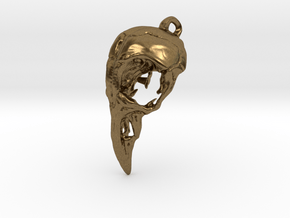 Bird Skull Pendant  in Natural Bronze
