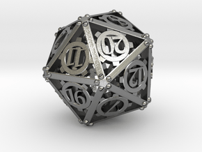 Steampunk D20 in Natural Silver
