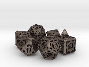 Steampunk Dice Set in Polished Bronzed Silver Steel