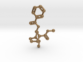 Cocaine Molecule Necklace Keychain in Natural Brass