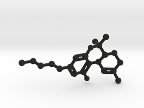THC Molecule Keychain / Model in Black Natural Versatile Plastic
