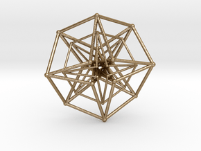 Sacred Geometry: Toroidal Hypercube Double 50mm in Polished Gold Steel