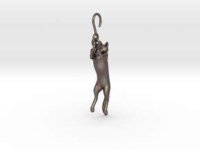Cat Earing1 in Polished Bronzed Silver Steel