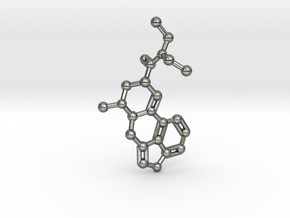 LSD Molecule Keychain / Pendant in Polished Silver