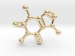 Caffeine Molecule Necklace / Keychain in 14K Yellow Gold