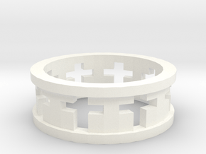 Cross Ring in White Processed Versatile Plastic