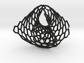 Wearables | ring | concave convex hexagon | size K in Black Natural Versatile Plastic