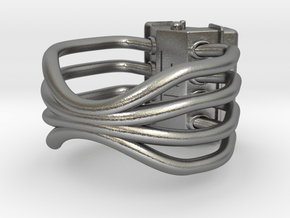 V8 ENGINE RING in Natural Silver