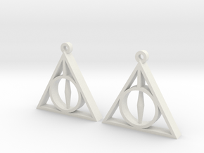 Deathly Hallows Earrings in White Natural Versatile Plastic